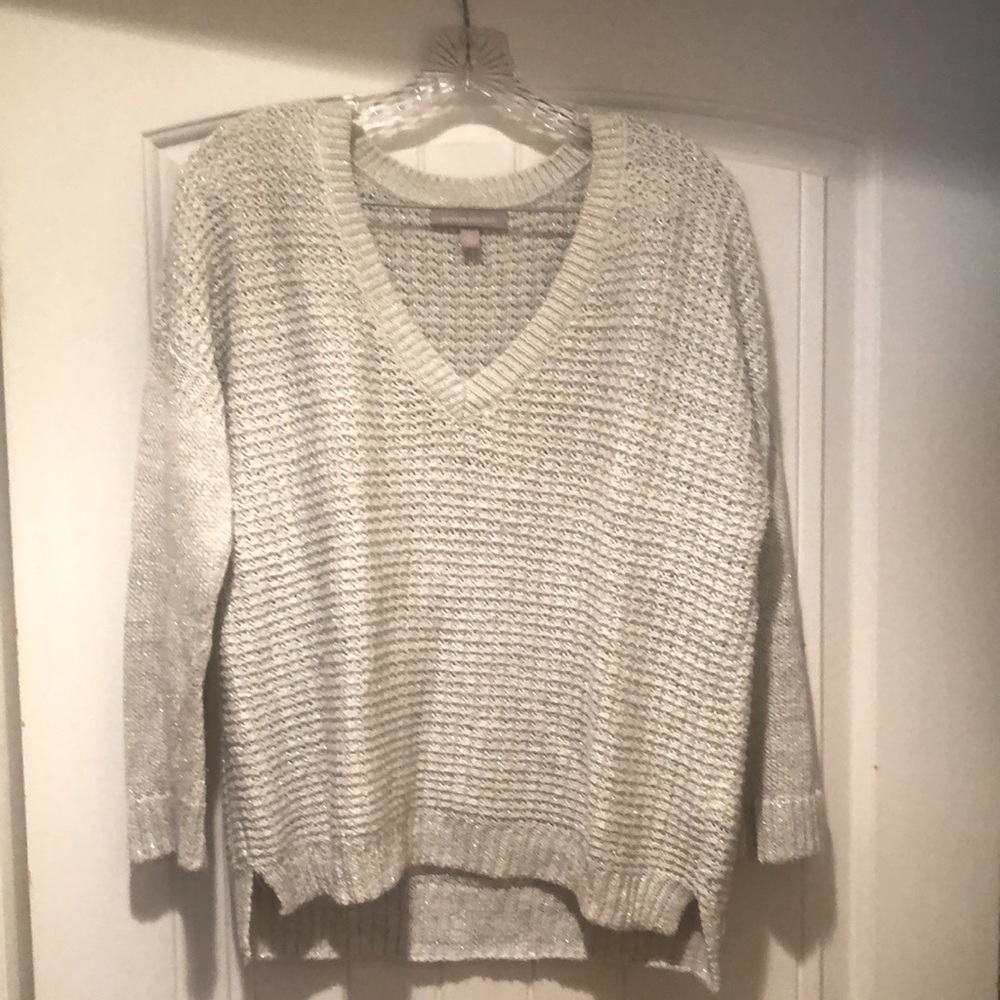 Banana Republic metallic white/silver chunky sweater